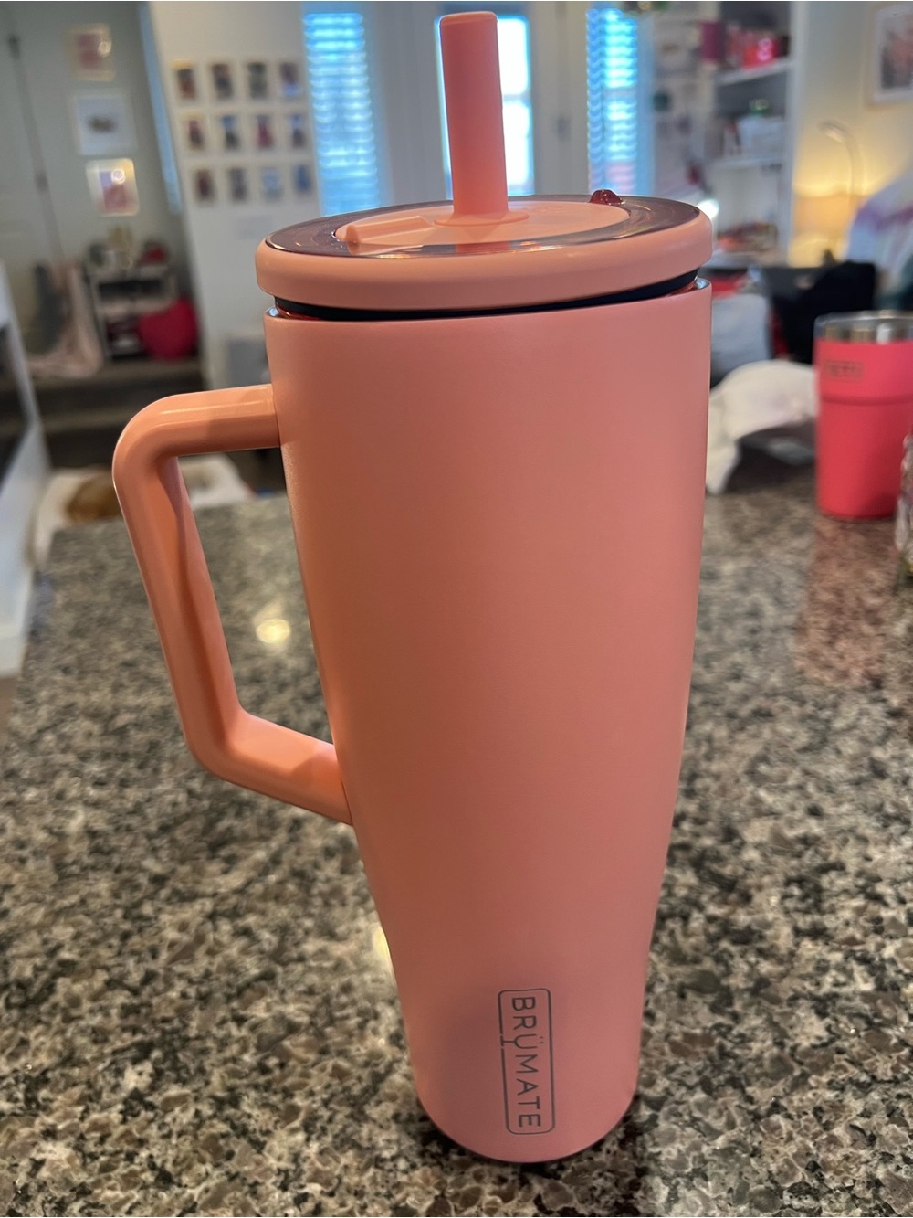 BrüMate Pink Coral Travel Mug with Straw Lid 40oz